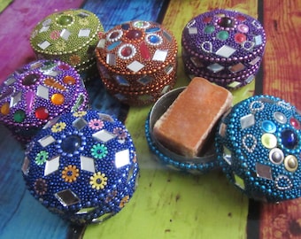 Amber Gris natural perfume in original moroccan handmade precious gift box with little mirrors