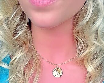 Real Sand Dollar 18k Gold Covered Charm Necklace!