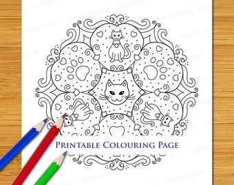 Cat coloring page | Etsy