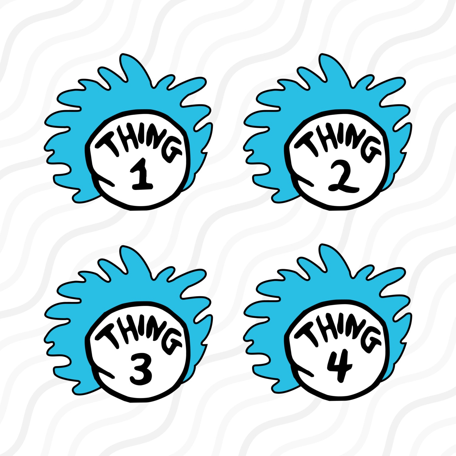 Download Thing 1 2 3 and 4 SVG Cut table by svgsilhouettecuts on Etsy