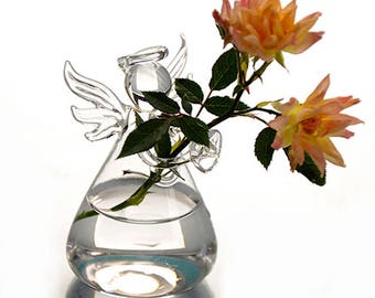 Clear Angel Glass Hanging Vase Terrarium Hydroponic Container Plant Pot DIY Home Wedding Garden Decor