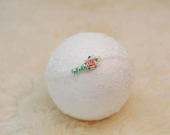 Newborn photography Headband Tieback Newborn Child headband Tieback Newborn photography tieback prop Mohair Photo prop Flower photo prop