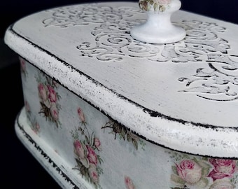 Decoupage Box Shabby chic box shabby chic Jewelry Box wooden jewelry box Jewelry storage Box Vintage Box shabby chic furniture Antique box