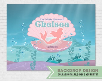 Mermaid Party Banner Backdrop // Little Mermaid Backdrop // Under the Sea Backdrop