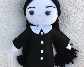 Wednesday Addams OOAK Doll Addams Family Toy Horror Dolls Halloween Toys Ugly Cute Creepy Cute Ragdoll Goth Doll