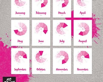 Printable calendar 'Grani Pink' with phases of the moon, 2017 calendar, Calendar With Holidays, 2017 wall calendar