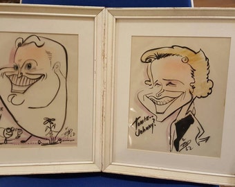 Pair of Mid century Charicatures