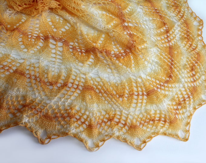 Knitted scarf shawl, knit shawl, knitted shawl, yellow shawl, knitted scarf, knit scarf, delicate shawl, crochet shawl, hand knit shawl