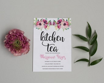 Floral Bridal Shower Invitation - Floral Kitchen Tea Invitation - Floral Hen Party Invitation