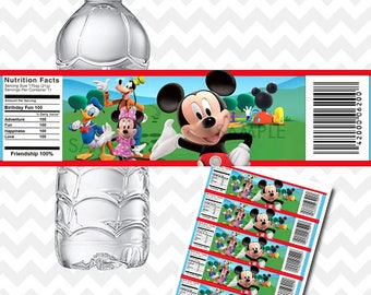 Mickey Mouse Clubhouse Water Bottle Labels, Mickey Mouse Clubhouse Bottle Labels, Mickey Mouse Clubhouse Birthday, Party Printables, Labels