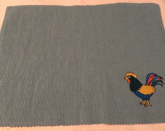 Embroidered Rooster Placemat-Set of 4-Country Kitchen