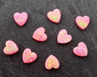 Pink Opal Heart Bead, 10mm, Lab Created
