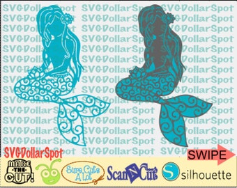 Pretty Swirl Mermaid - Mermaid Life SVG - Mermaid SVG - Silhouette File - SVG File