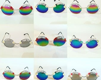 PERSONALISED Custom <3 Bespoke Mirror Festival Sunglasses. PLEASE MESSAGE Prior To Placing Order To Discuss.