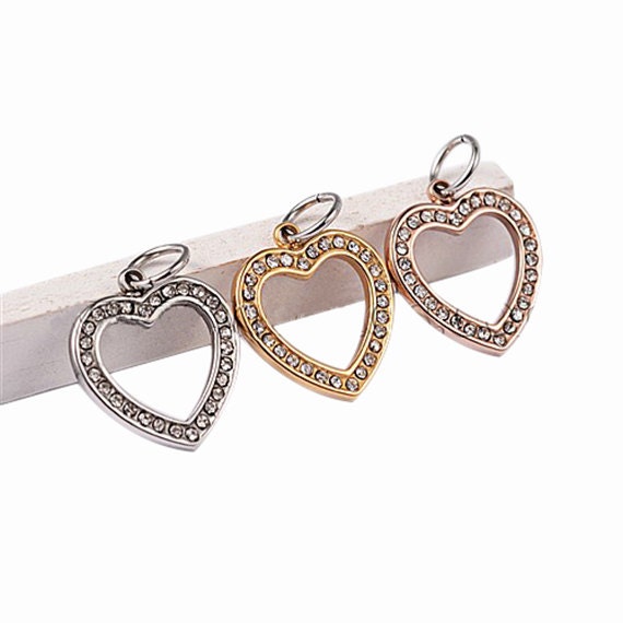 Bulk 10 pcs Stainless Steel Heart Charms with Grade A