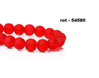 20 beads, glass beads, jewelry beads, frosted, frosted, matt, 6 mm, round, red, white blue, orange, green, olive,