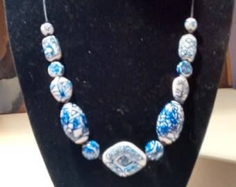 Porcelain bead necklace