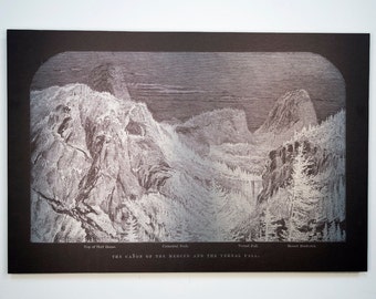 Vintage Print on Acrylic, Aluminum or Wood - Half Dome, Bernal Falls