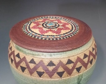 Stoneware covered jar