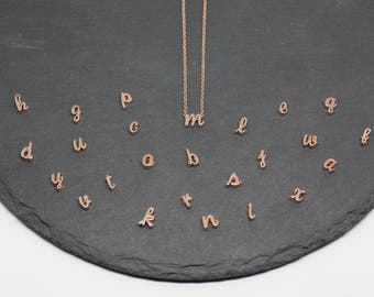 Personalized Necklace Rose Gold Script Initial Letter