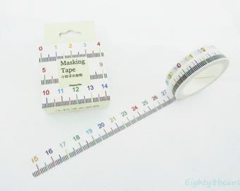 Measurement Washi tape, Ruler washi tape, planner tape, scrapbook tape, Japanese tape, centimeters tape, ruler sticky tape, journal tape