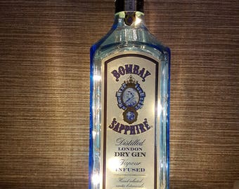 Up-cycled Bombay Sapphire Gin bottle lamp