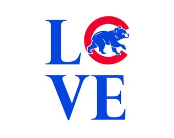 Chicago Cubs Cut Files, SVG Files, Baseball Clipart, Cricut Chicago Cubs Cutting Files, Baseball DXF, Clipart, Instant Download Love