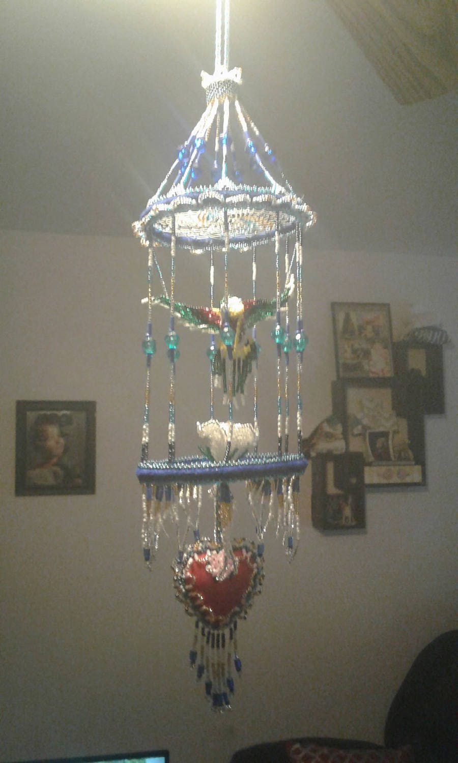 Beaded Love Bird Cage