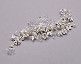 Silver Bridal Hair Comb, Wedding Hair Comb, Silver Hairpiece