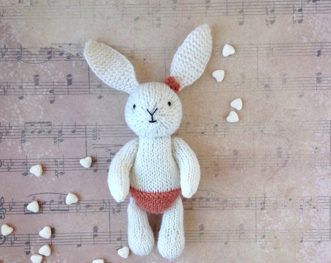 PREORDER Hand Knitted Soft Toy Bunny Rabbit 6 inches. Newborn photoprops