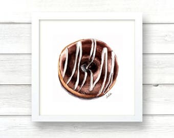 Donut print, wall art print, watercolor print