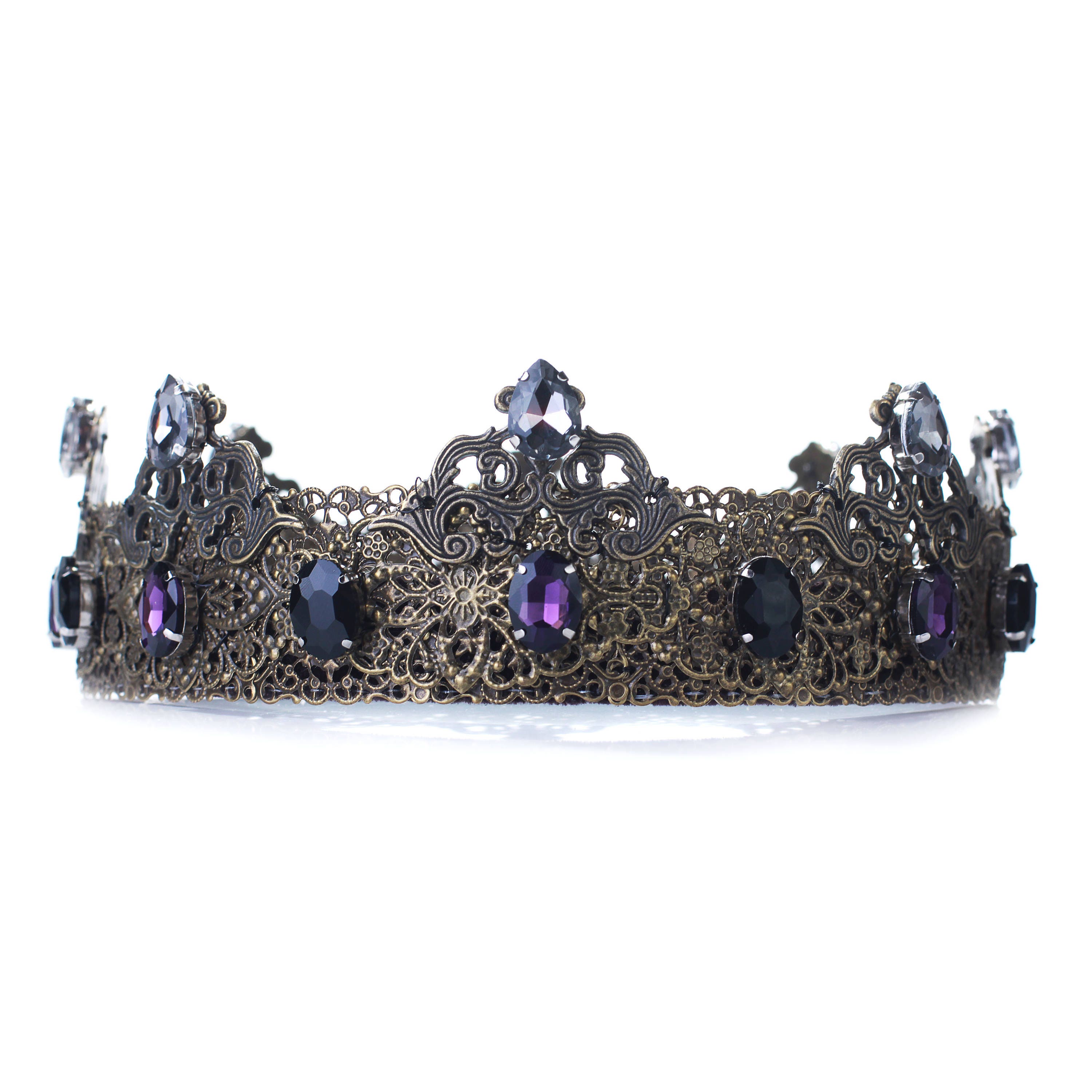 Male crown victorian Bronze Crown for Royal King Purple