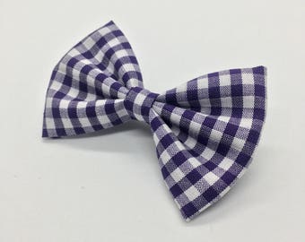 Dark Purple Gingham Bow