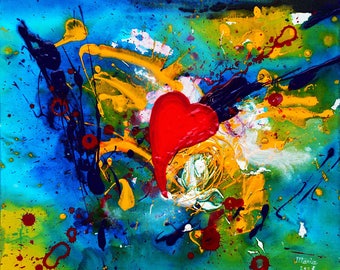 Original painting on canvas, colorful abstract acrylic painting on canvas - Passion