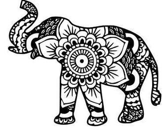 Floral Elephant Monogram SVG DXF Cutting File, Elephant ...