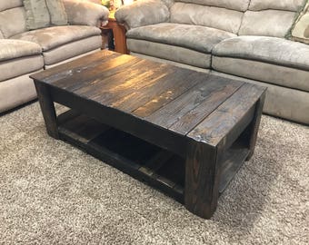 Rustic Ranch Style Coffee Table w/ 2 Secret Gun and Jewelry Compartments