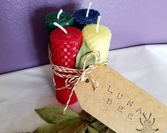 100% Beeswax set of 4 Elemental Candles