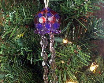 Jellyfish blown glass ornament, wind chime, sun catcher