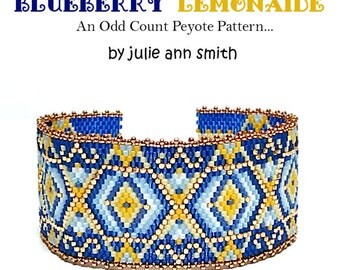 Julie Ann Smith Designs BLUEBERRY LEMONAIDE Odd Count Peyote Bracelet Pattern