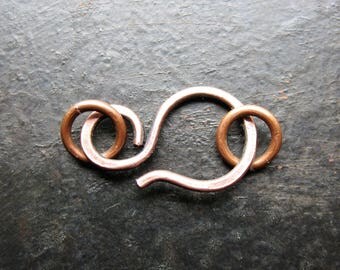 Antiqued Copper Hook Clasp in 16 gauge - 1 Clasp - 25mm in length