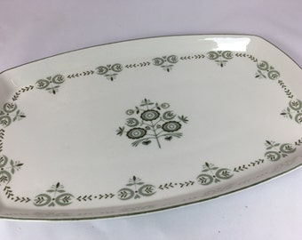 Vintage Franciscan Discovery Heritage Platter Green floral squared tray