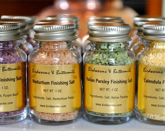 Herbal Finishing Salt Sampler - Basil, Nasturtium, Parsley, Calendula