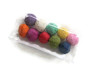 Wildflower Seed Bombs in rainbow assortment - Novelty gift - Plantable paper balls for gardener, wedding favor, party favor, hostess gift