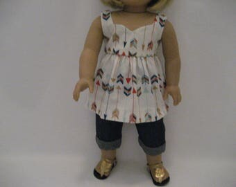 18 Inch Doll Clothes - Lots of Arrows Top with Cuffed Jeans made to fits dolls such as the American Girl doll clothes