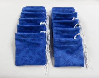 Set of 12, 3" x 3" Blue Flannel Cotton Hoo Doo / Mojo Bags / Jewelry Pouches