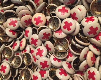 Antique Red Cross Pin, Early 1900's, WWII American Red Cross Pin, Assemblage Art supplies, mixed media, Vintage Pin