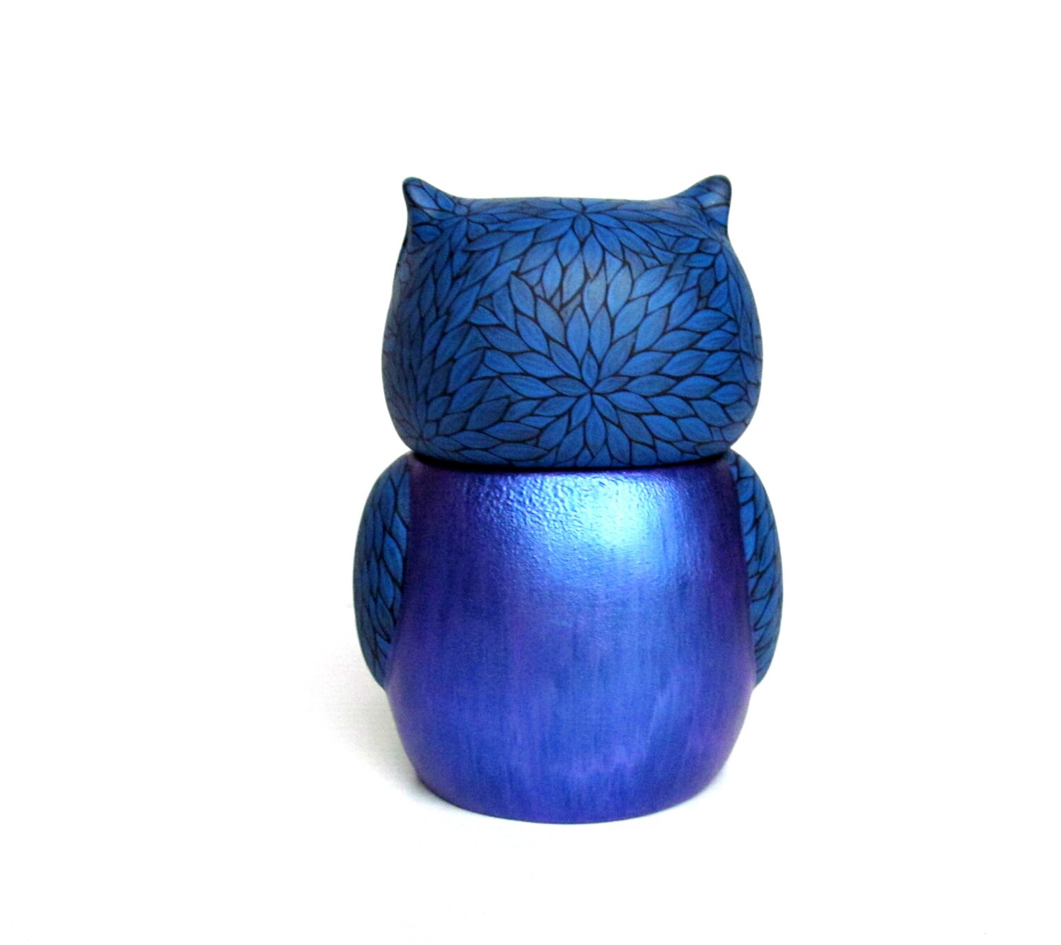 Owl jar with Candle Reusable Ceramic jar with candle Blue Owl