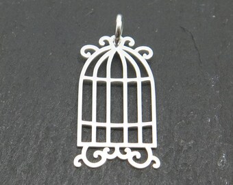 Sterling Silver Birdcage Pendant 20mm (CG9242)