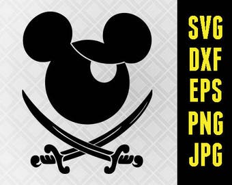 Mickey Pirate SVG Disney Iron On Decal Cutting File Clipart Svg, Eps, Dxf, Png, Jpeg Cricut & Silhouette Disney Cruise Disney land World