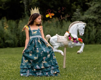 Girls Unicorn Maxi Dress – Unicorn Dress – Girls Boutique Maxi Dress – Fall Boutique Dress - Unicorn Birthday Dress